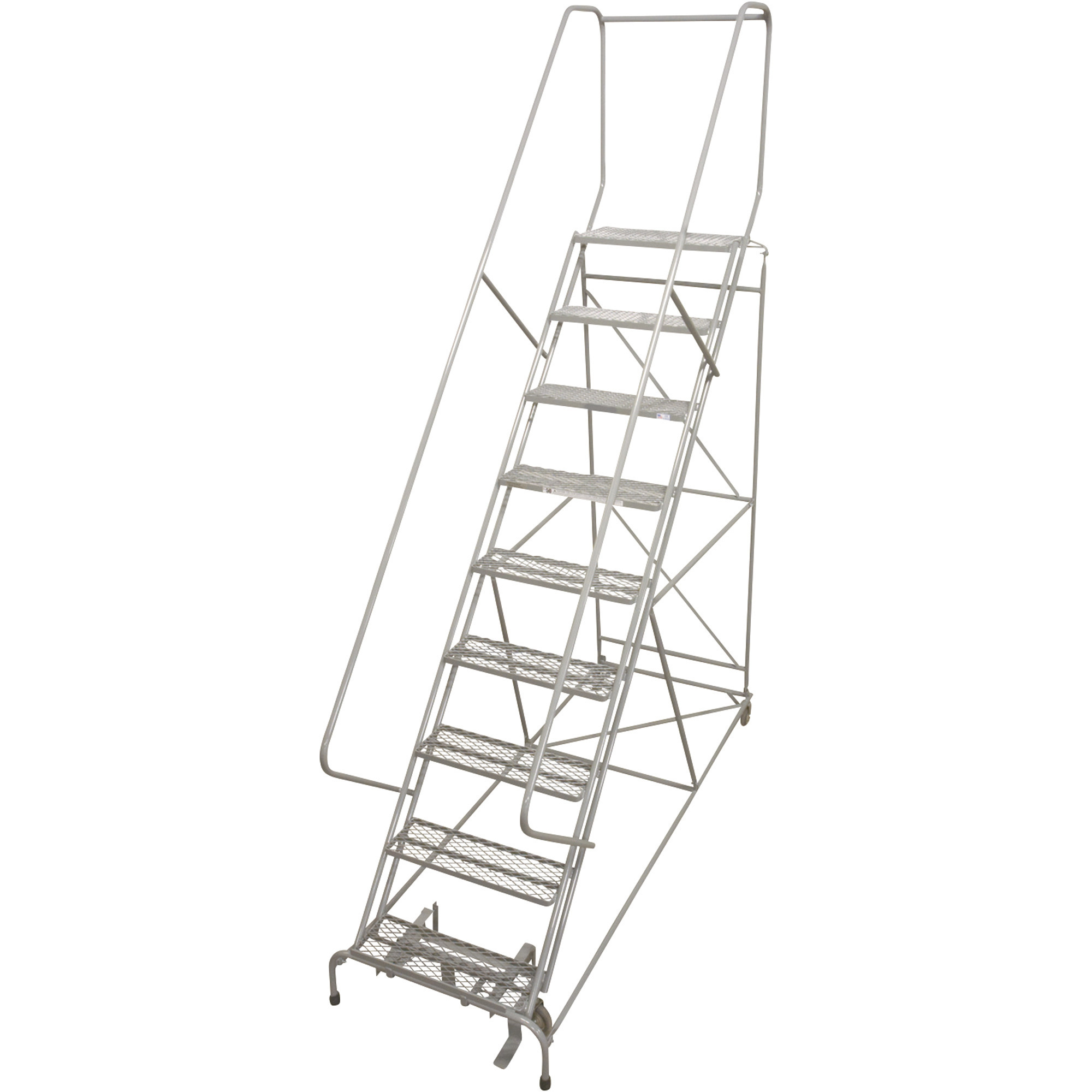 Cotterman Rolling Steel Ladder, 450-Lb. Capacity, 9-Step Ladder, 24in.L x 20in.W x 90in.H Platform, Model# 1009R2632A1E20B4C1P6